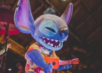 a stuffed animal with a guitar in it's mouth